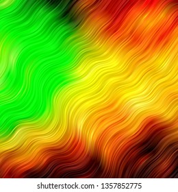 Light Green, Yellow vector template with curved lines. Illustration in abstract style with gradient curved.  Pattern for websites, landing pages.