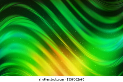 Light Green, Yellow vector template with space stars. Space stars on blurred abstract background with gradient. Pattern for astronomy websites.