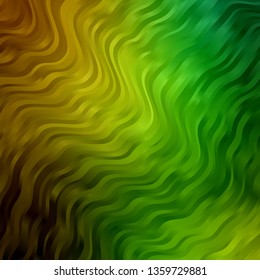 Light Green, Yellow vector template with curved lines. Gradient illustration in simple style with bows. Design for your business promotion.