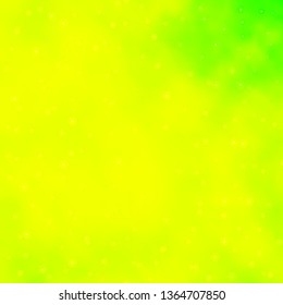 Light Green, Yellow vector template with neon stars. Shining colorful illustration with small and big stars. Design for your business promotion.