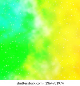 Light Green, Yellow vector template with neon stars. Colorful illustration with abstract gradient stars. Best design for your ad, poster, banner.