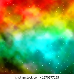 Light Green, Yellow vector template with neon stars. Decorative illustration with stars on abstract template. Theme for cell phones.