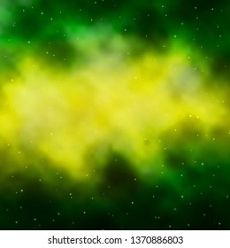 Light Green, Yellow vector template with neon stars. Modern geometric abstract illustration with stars. Pattern for new year ad, booklets.