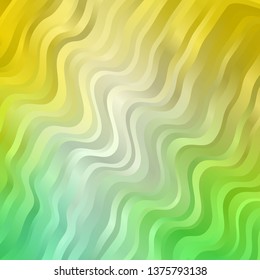 Light Green, Yellow vector template with wry lines. Colorful illustration in circular style with lines. Pattern for busines booklets, leaflets