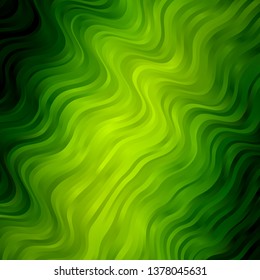 Light Green, Yellow vector template with curves. Abstract illustration with bandy gradient lines. Best design for your ad, poster, banner.