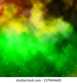 Light Green, Yellow vector template with neon stars. Modern geometric abstract illustration with stars. Theme for cell phones.