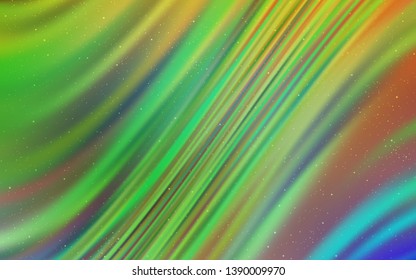 Light Green, Yellow vector template with space stars. Glitter abstract illustration with colorful cosmic stars. Smart design for your business advert.