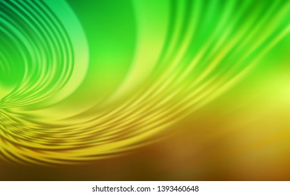 Light Green, Yellow vector template with bent lines. A shining illustration, which consists of curved lines. A completely new template for your design.