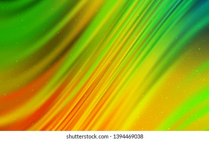 Light Green, Yellow vector template with space stars. Shining colored illustration with bright astronomical stars. Best design for your ad, poster, banner.