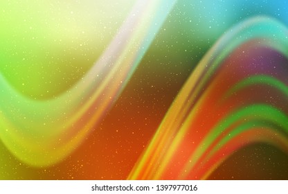 Light Green, Yellow vector template with space stars. Glitter abstract illustration with colorful cosmic stars. Pattern for astrology websites.
