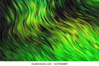 Light Green, Yellow vector template with bent ribbons. Blurred geometric sample with gradient bubbles.  Marble style for your business design.