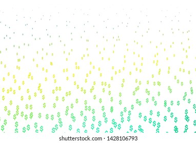 Light Green, Yellow vector template with Dollar. Illustration with USD signs on white template. Template for ads of markets, loans.