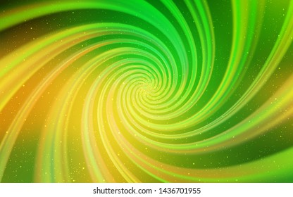 Light Green, Yellow vector template with space stars. Shining colored illustration with bright astronomical stars. Pattern for futuristic ad, booklets.