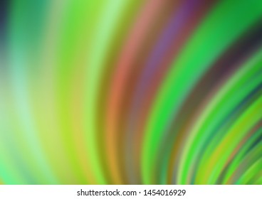 Light Green, Yellow vector template with abstract lines. Blurred geometric sample with gradient bubbles.  Textured wave pattern for backgrounds.
