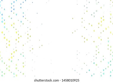 Light Green, Yellow vector template with EUR, JPY, GBP. Illustration with EUR, JPY, GBP signs on white template. The pattern can be used for ad, booklets, leaflets of banks.