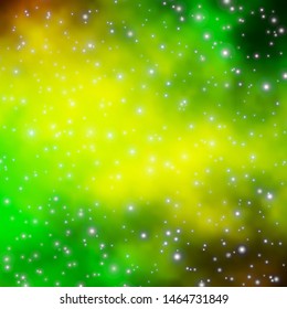 Light Green, Yellow vector template with neon stars. Modern geometric abstract illustration with stars. Theme for cell phones.