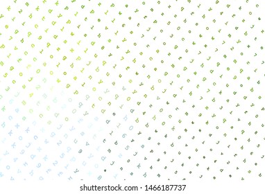Light Green, Yellow vector template with isolated letters. Shining colorful illustration with isolated letters. Pattern for school, grammar websites.