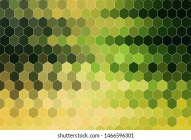 Light Green, Yellow vector template in hexagonal style. Colorful hexagons on blur backdrop. Pattern for ads, leaflets.