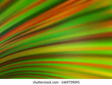 Light Green, Yellow vector template with lines, ovals. Glitter abstract illustration with wry lines. Textured wave pattern for backgrounds.