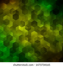 Light Green, Yellow vector template in hexagonal style. Colorful hexagons on blur backdrop. Pattern for landing pages.