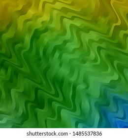 Light Green, Yellow vector template with curves. Colorful illustration in abstract style with bent lines. Template for your UI design.