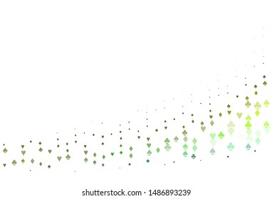 Light Green, Yellow vector template with poker symbols. Shining illustration with hearts, spades, clubs, diamonds. Pattern for leaflets of poker games, events.