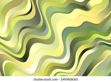 Light Green, Yellow vector template with curved lines. Glitter abstract illustration with wry lines. A completely new design for your business.