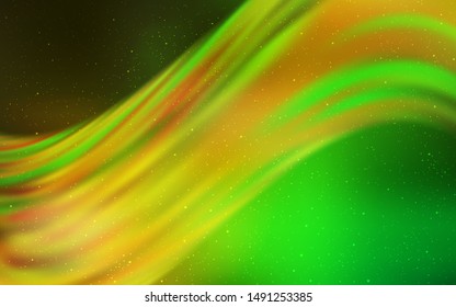 Light Green, Yellow vector template with space stars. Shining colored illustration with bright astronomical stars. Best design for your ad, poster, banner.