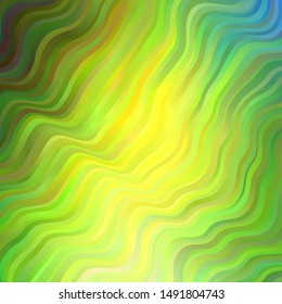 Light Green, Yellow vector template with lines. Colorful illustration with curved lines. Template for cellphones.
