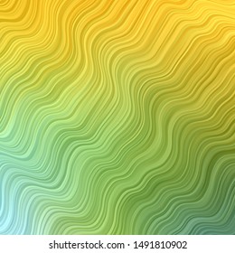 Light Green, Yellow vector template with curves. Bright illustration with gradient circular arcs. Template for your UI design.
