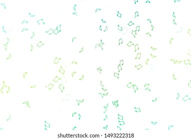 Light Green, Yellow vector template with musical symbols. Abstract illustration with colorful symbols of melody. Modern design for wallpapers.