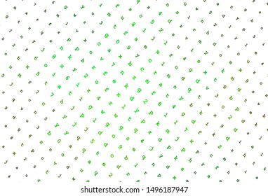 Light Green, Yellow vector template with isolated letters. Abstract illustration with colored latin alphabet. Best design for a college poster, banner.