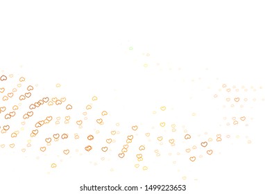 Light Green, Yellow vector template with doodle hearts. Hearts on blurred abstract background with colorful gradient. Template for Valentine's greeting postcards.