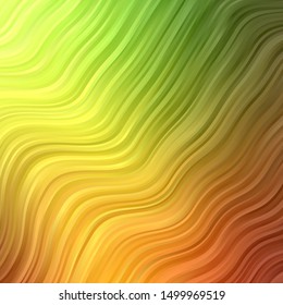 Light Green, Yellow vector template with curved lines. Illustration in halftone style with gradient curves. Pattern for websites, landing pages.