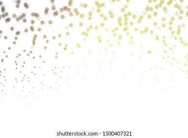 Light Green, Yellow vector template with ice snowflakes. Shining colorful illustration with snow on abstract template. Template for a new year background.
