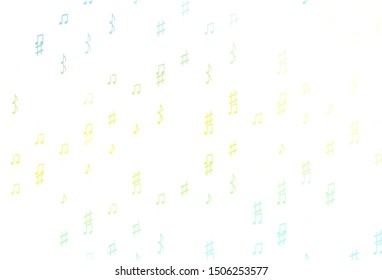 Light Green, Yellow vector template with musical symbols. Isolated colorful music keys on abstract background. Template for fasion magazines.