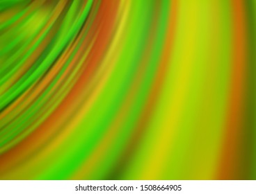 Light Green, Yellow vector template with bent ribbons. Shining illustration, which consist of blurred lines, circles. Pattern for your business design.