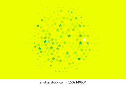 Light Green, Yellow vector template with sky stars. Shining colored illustration with stars. Best design for your ad, poster, banner.