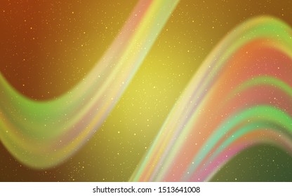 Light Green, Yellow vector template with space stars. Shining illustration with sky stars on abstract template. Template for cosmic backgrounds.