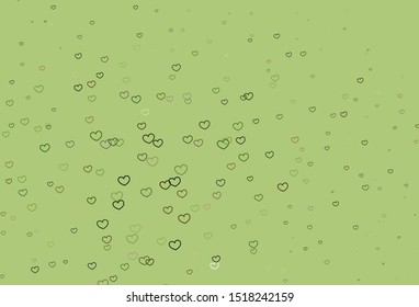 Light Green, Yellow vector template with doodle hearts. Blurred decorative design in doodle style with hearts. Design for ad, poster, banner of Valentine Day.