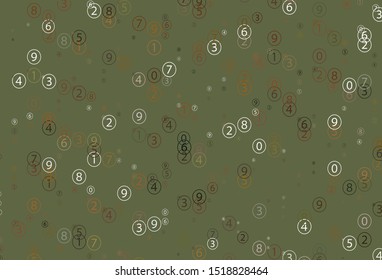 Light Green, Yellow vector template with isolated numerals. Colored mathematic signs with gradient on white background. Pattern for posters, banners of math books.