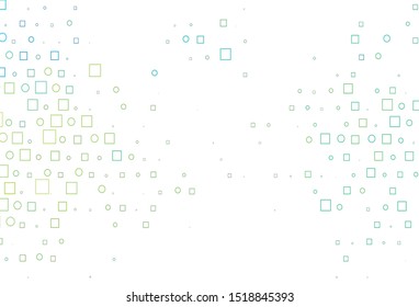 Light Green, Yellow vector template with spots, rectangles. Abstract backdrop with colorful circles, rectangles. Pattern of water, rain drops.