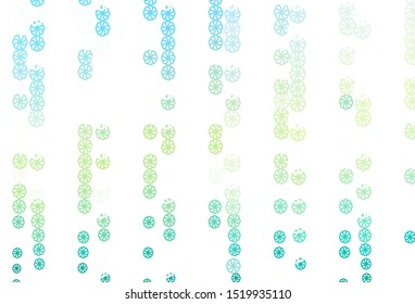 Light Green, Yellow vector template with ice snowflakes. Modern geometrical abstract illustration with crystals of ice. New year design for your ad, poster, banner.