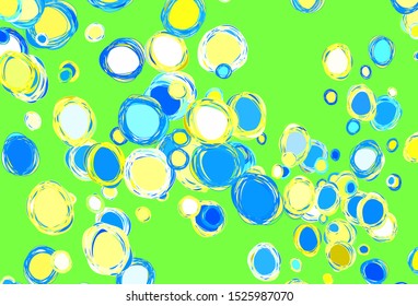 Light Green, Yellow vector template with circles. Glitter abstract illustration with blurred drops of rain. New template for your brand book.