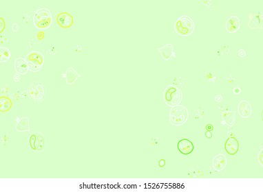 Light Green, Yellow vector template with organic meal. Illustration with set of fresh food in doodle style. Design for ad, poster, banner of cafes or restaurants.