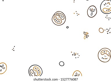 Light Green, Yellow vector template with organic meal. Illustration with set of fresh food in doodle style. Pattern for ads of breakfast, lunch, dinner.