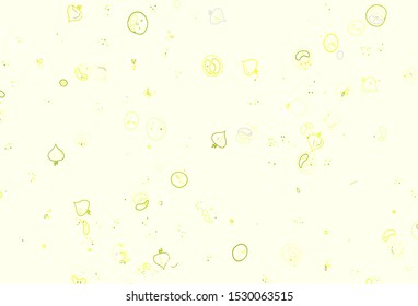 Light Green, Yellow vector template with organic meal. Glitter abstract sketch with gourmet food. Pattern for ads of breakfast, lunch, dinner.