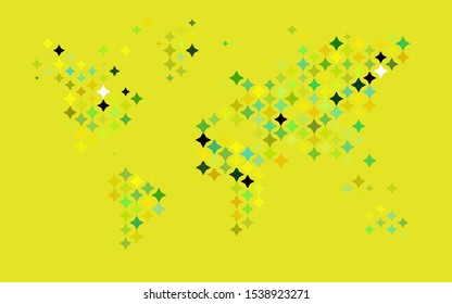 Light Green, Yellow vector template with sky stars. Glitter abstract illustration with colored stars. Best design for your ad, poster, banner.