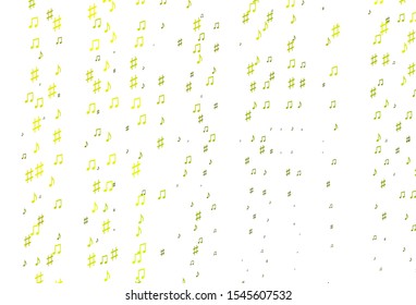 Light Green, Yellow vector template with musical symbols. Isolated colorful music keys on abstract background. Template for fasion magazines.