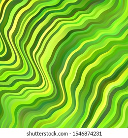 Light Green, Yellow vector template with wry lines. Abstract illustration with gradient bows. Template for cellphones.